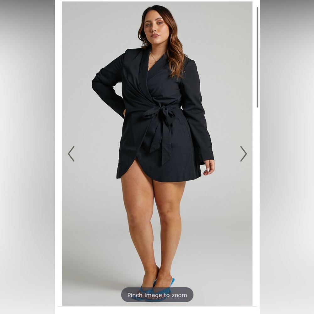 ROSIA MINI DRESS - WRAP STYLE BLAZER DRESS IN BLACK